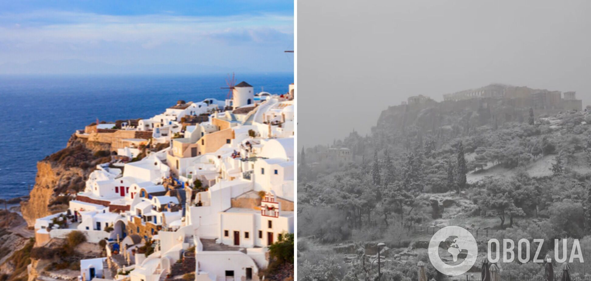 Греческие курорты накрыло снежным ураганом. Фото непогоды