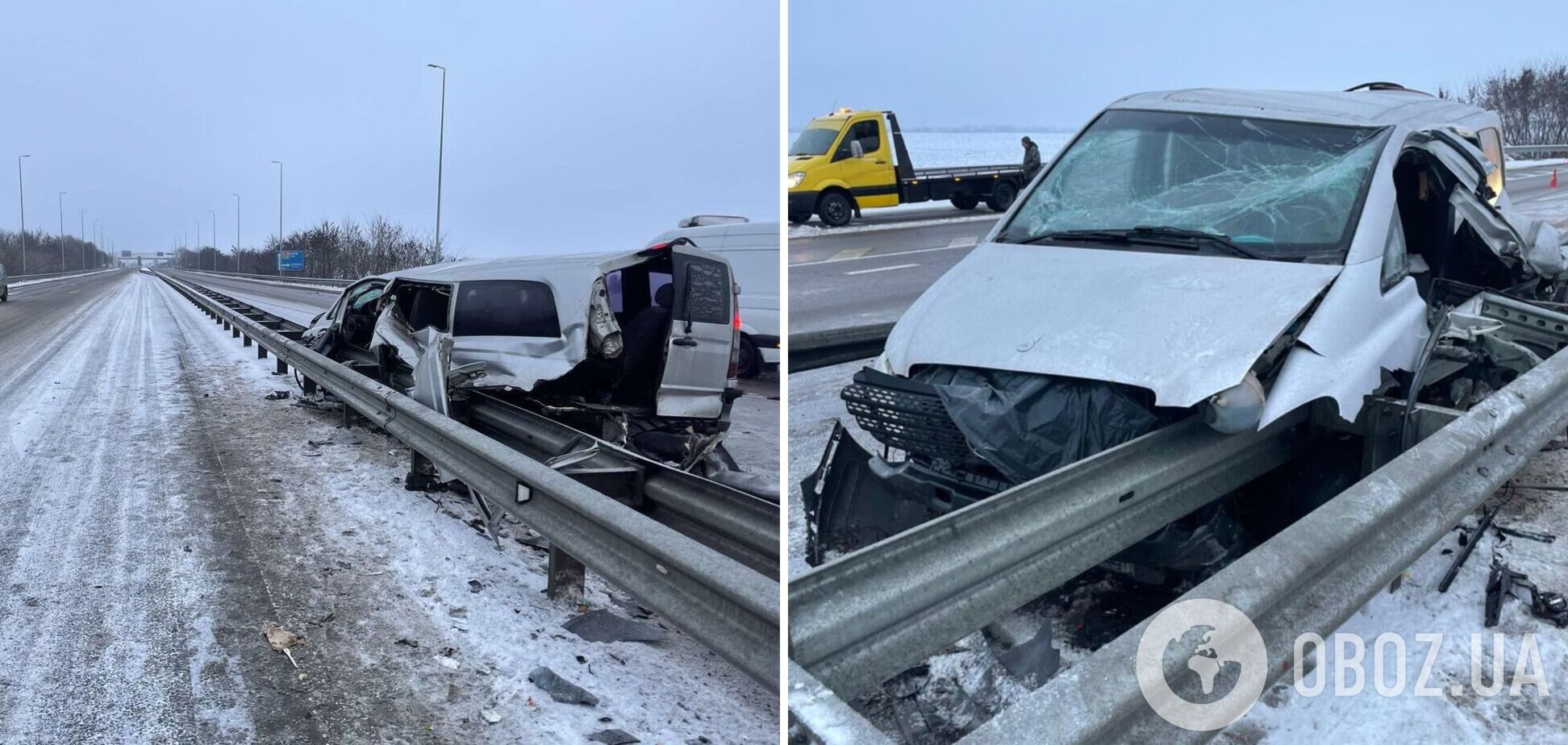 Машина на скорости протаранила отбойник