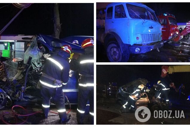 На Днепропетровщине столкнулись автокран и легковушка, погибли два человека. Фото и видео