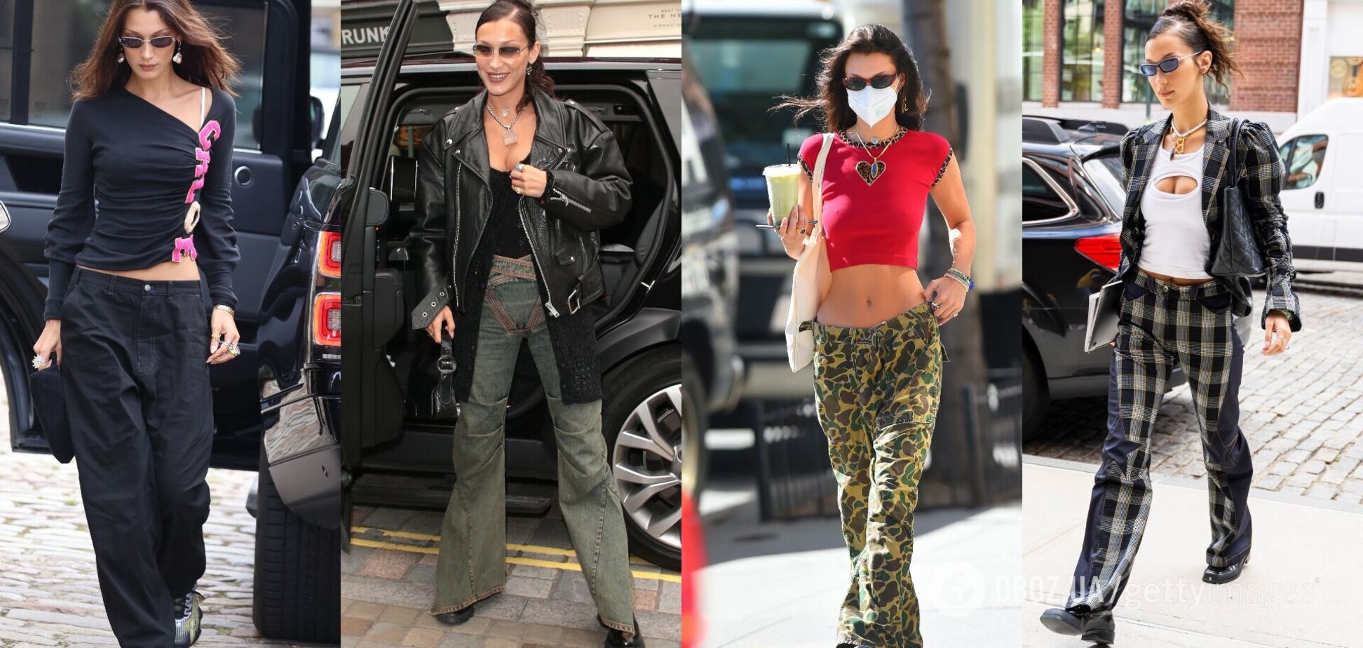 С чем носить джинсы на низкой посадке – тренд 2022 года. Образы Беллы Хадид