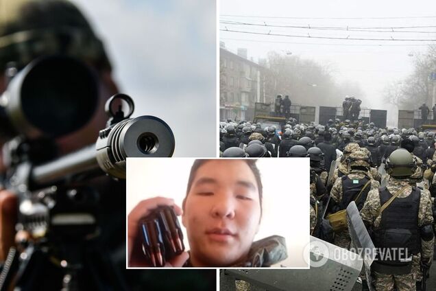 Российского снайпера, воевавшего на Донбассе, отправили 'миротворцем' в Казахстан. Видео