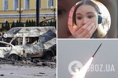 Девушку накрыло взрывной волной во время ракетного удара по центру Киева: момент зафиксировала видеокамера