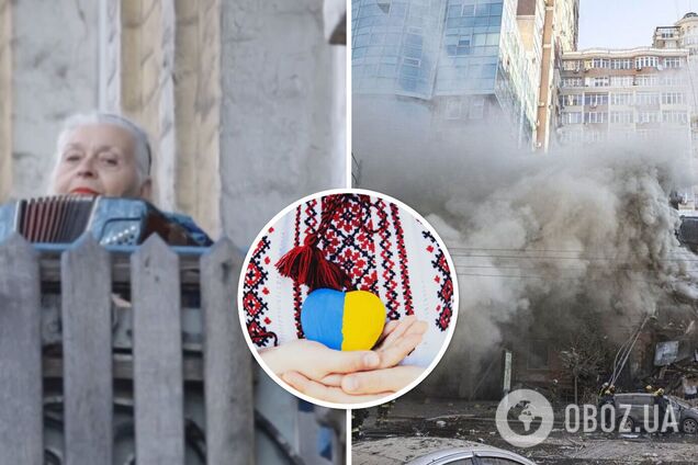 'Плачу, но как вдохновляет': сеть восхитило видео, на котором баянистка играет гимн Украины через несколько минут после взрывов в Киеве