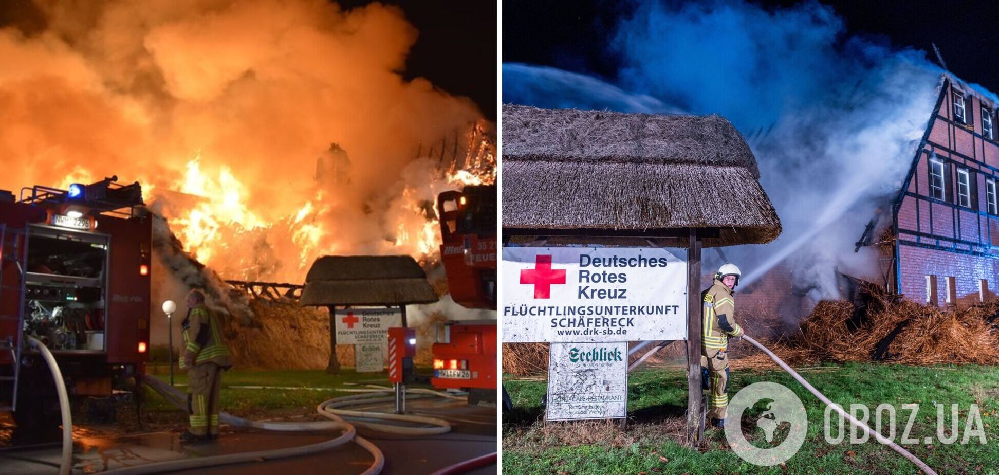 Масштабный пожар в Германии в бывшем отеле