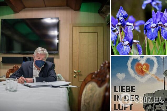 Штайнмайеру в Украине подарили букет ирисов, намекнув, что Украина ждет новых IRIS-T. Фото