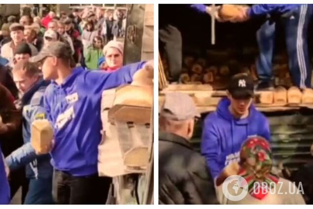 В оккупированном Мариуполе люди вынуждены стоять в огромных очередях за хлебом. Видео