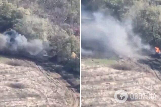 На Донетчине украинские артиллеристы точным попаданием уничтожили вражеский МТЛБ. Видео