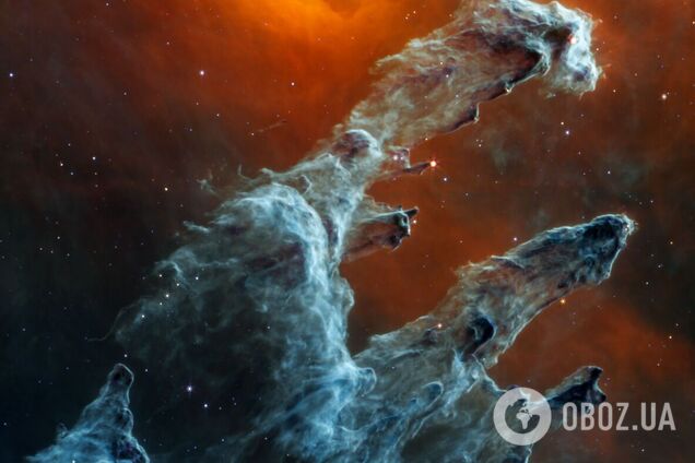 В NASA опубликовали второе изображение знаменитых 'Столбов творения', сделанное супертелескопом 'Джеймс Уэбб'. Фото