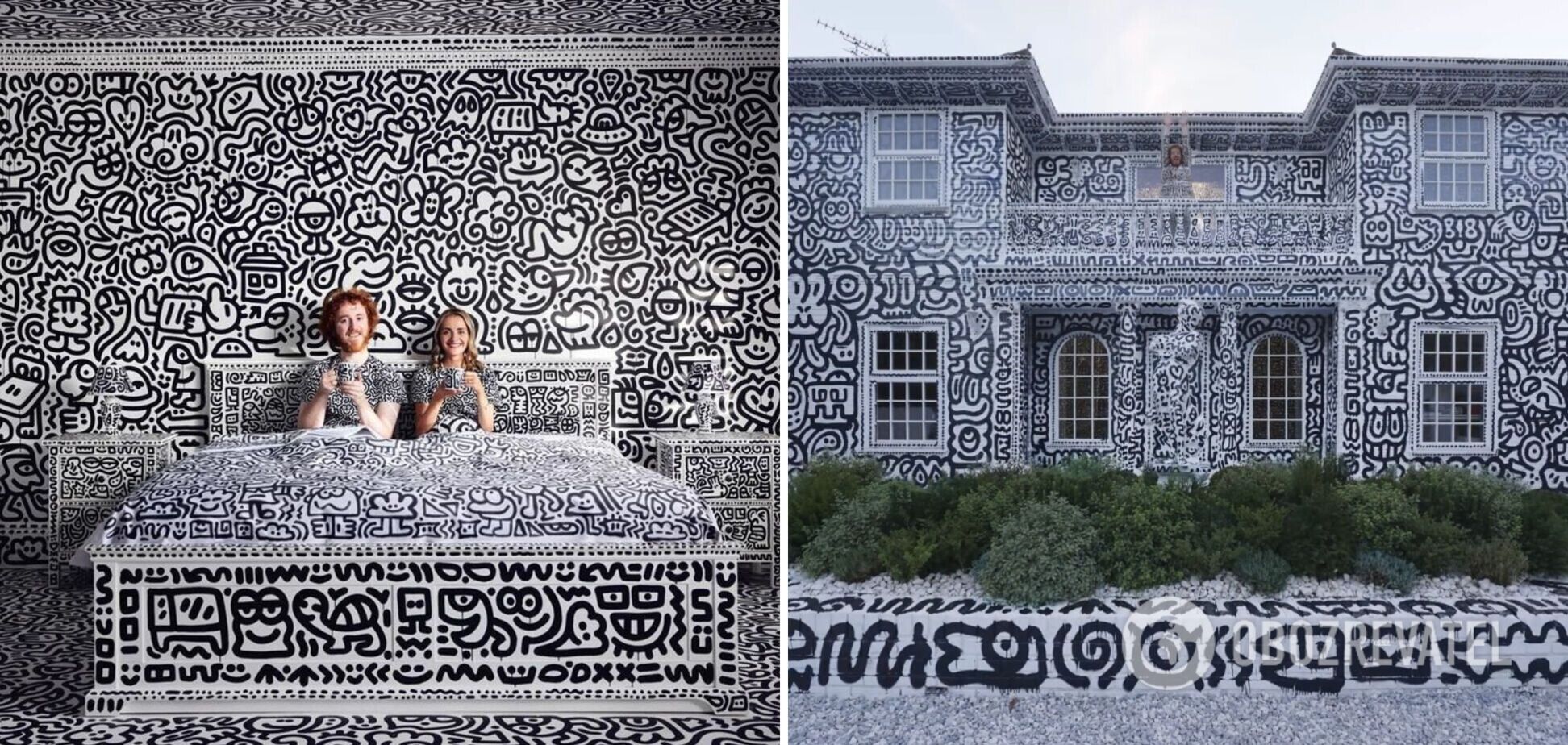 Художник Mr.Doodle из Британии за 2 года полностью разрисовал свой дом снаружи и внутри. Фото и видео