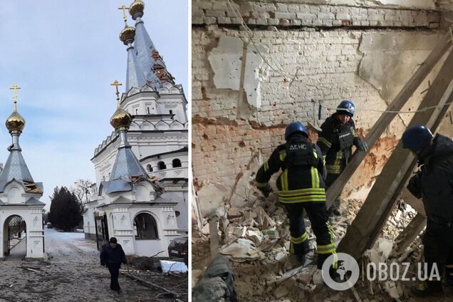 Под завалами разрушенной Святогорской лавры обнаружили тело погибшего. Фото