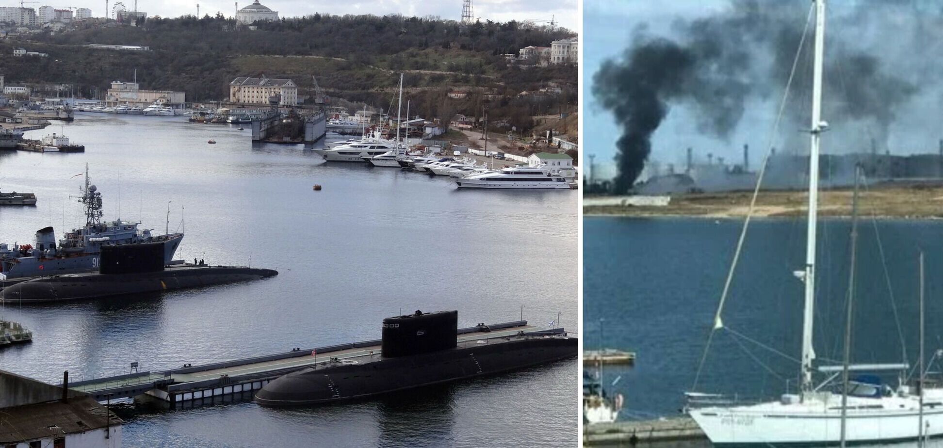 Несколько кораблей могли пойти ко дну: появились кадры, как в Севастополе горел флот российских оккупантов. Видео