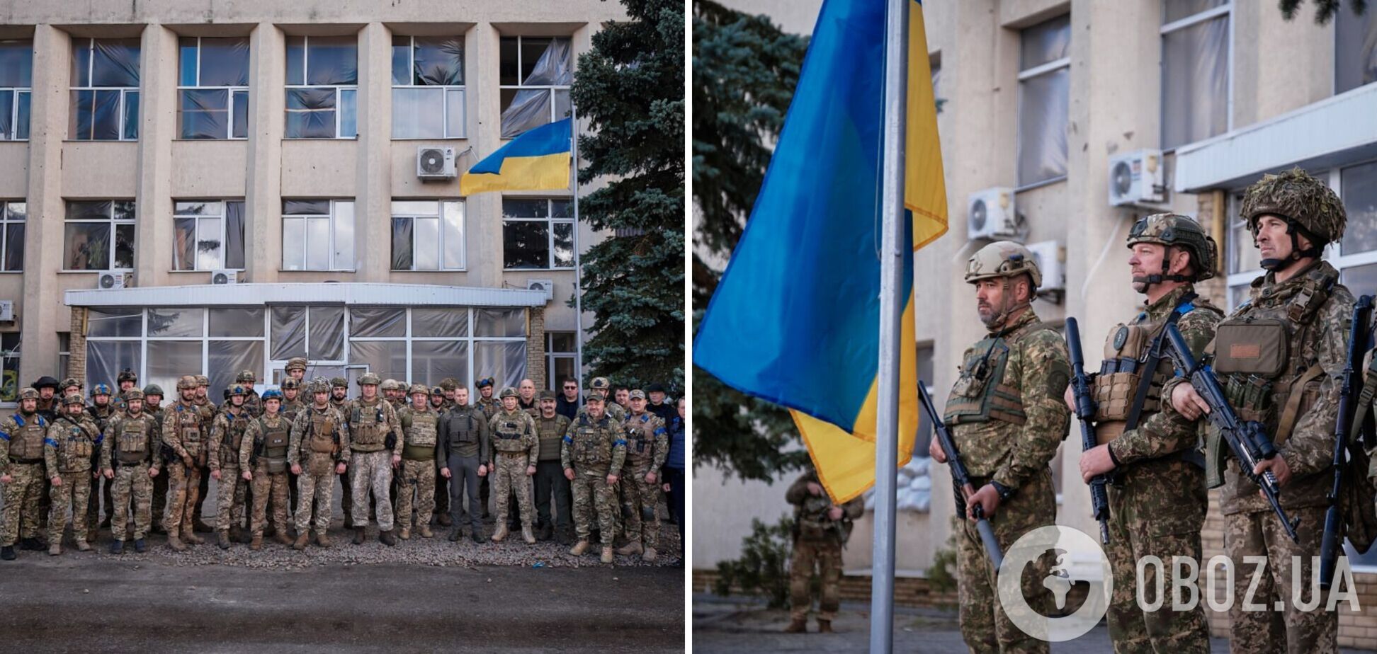 Над звільненим Лиманом офіційно підняли прапор України: історичні кадри