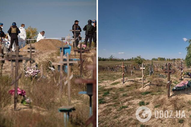 У братських могилах – цілі родини: в Лимані та Святогірську на Донеччині розпочали ексгумацію загиблих. Фото