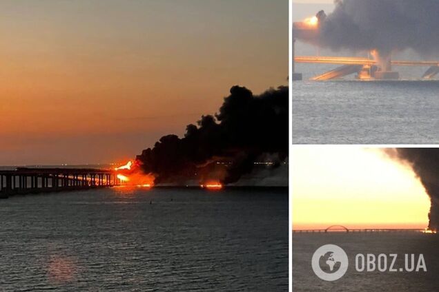 Момент вибуху на Кримському мосту потрапив на відео: значних руйнувань зазнало дорожнє полотно