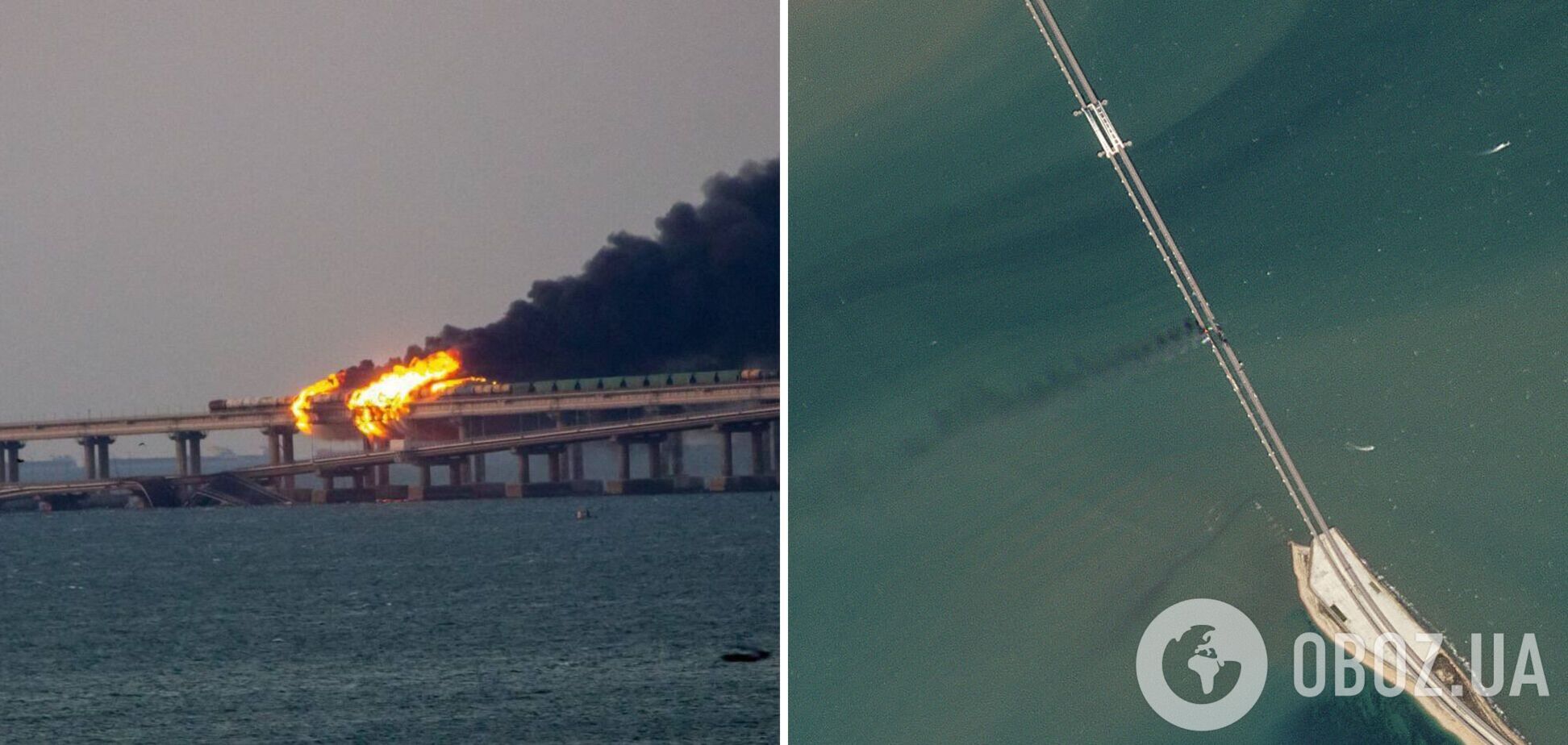 Как выглядит Крымский мост после 'бавовны': появились спутниковые фото и свежее видео
