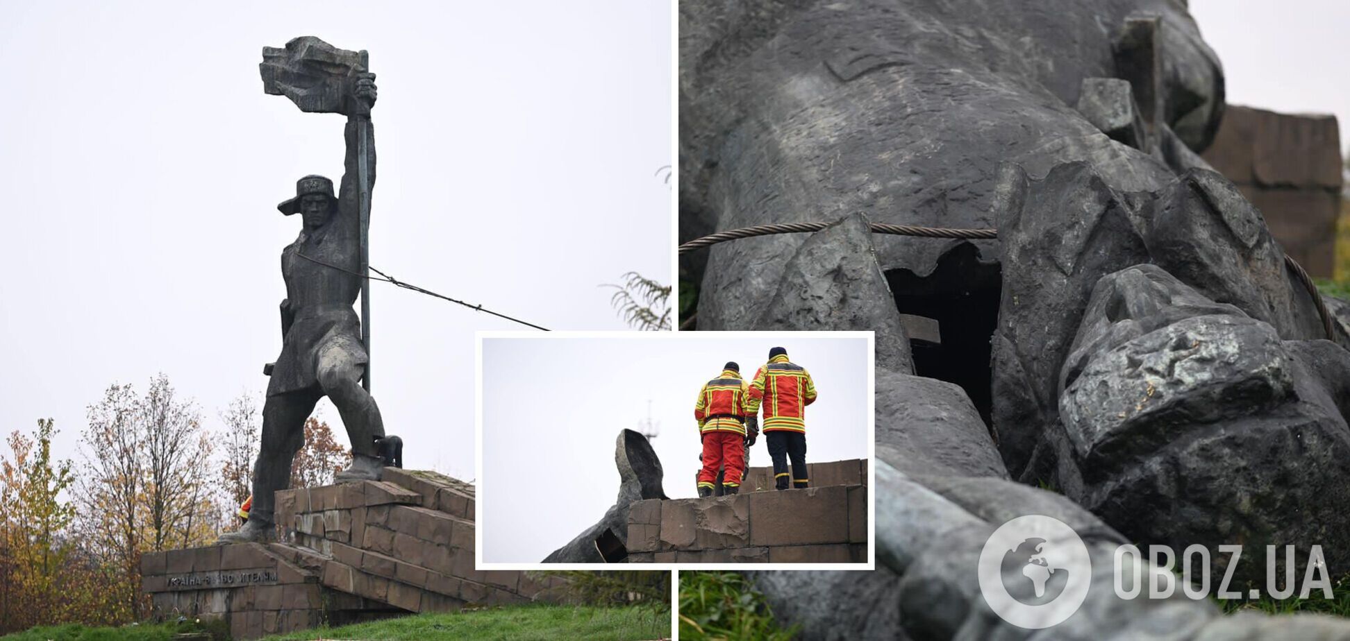 В Ужгороді демонтували 19-тонний пам’ятник радянському солдату. Фото 