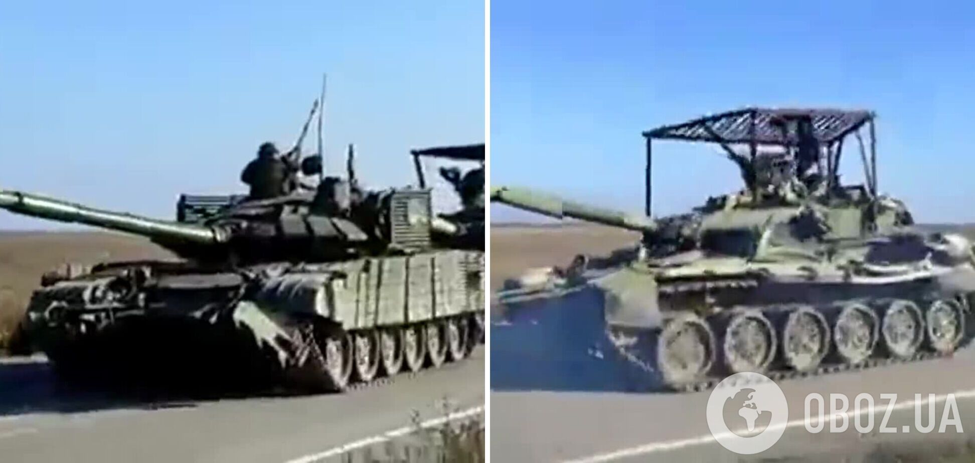 Другий 'ленд-ліз' для ЗСУ: у мережі показали, як затрофеїний російський танк Т-72Б3М тягне ще один захоплений Т-90. Відео 