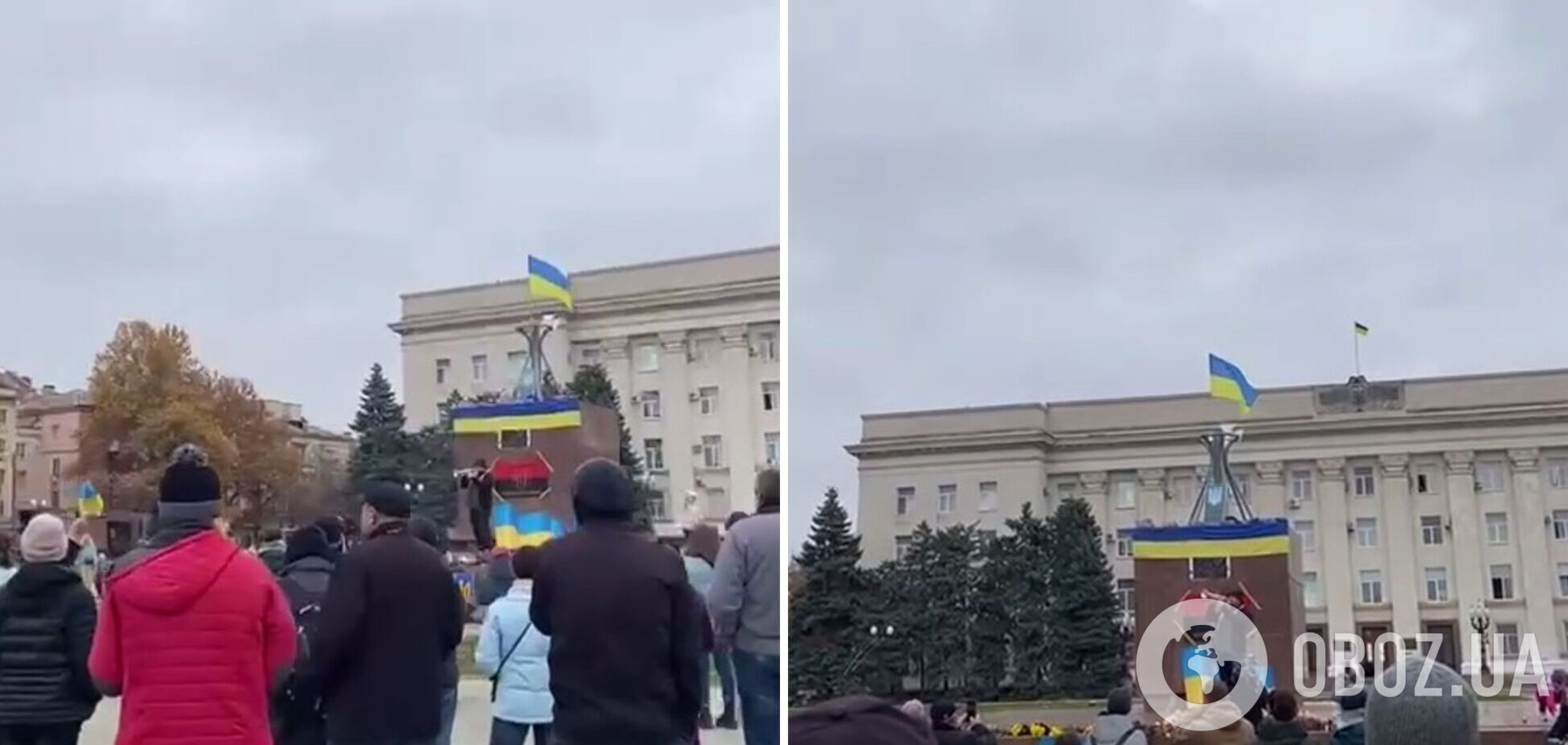 Жителі Херсона заспівали гімн України у центрі міста