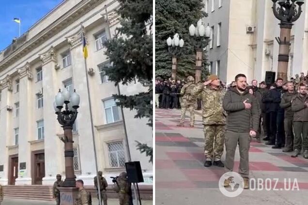 В деоккупированном Херсоне торжественно подняли флаг Украины при участии Зеленского. Видео