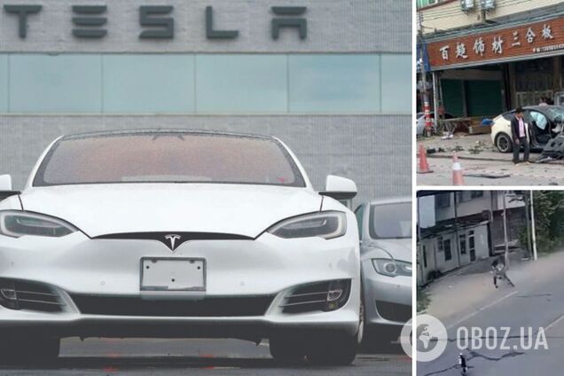 В Китае Tesla вышла из-под управления и устроила 'охоту' на людей: двоих сбила насмерть. Видео
