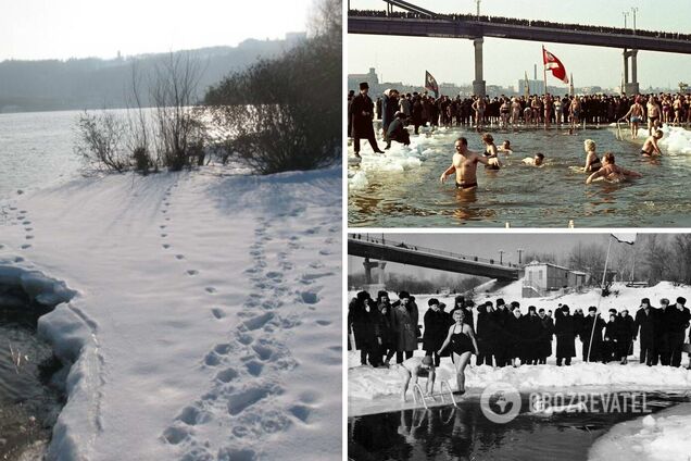 Киевляне с удовольствием окунались в ледяную воду