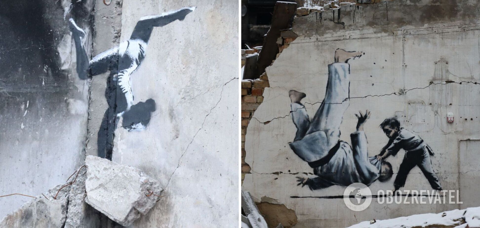 Графіті Бенксі у Бородянці планують зробити об'єктом культурної спадщини: що відомо про артоб’єкти