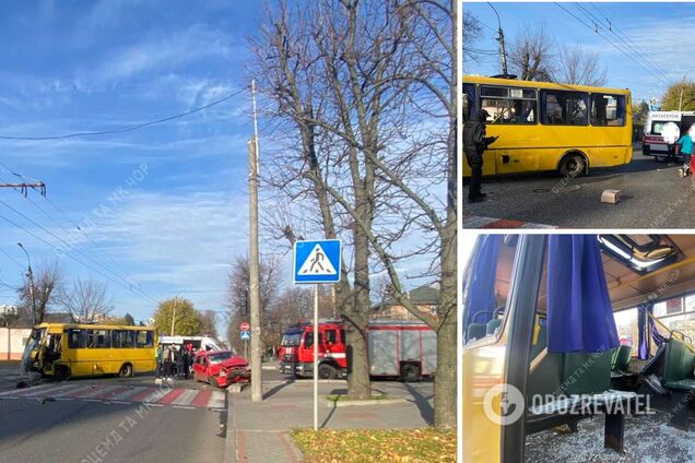 У Черкасах сталася ДТП за участю маршрутки, постраждали 10 осіб: серед травмованих маленькі діти. Фото і відео