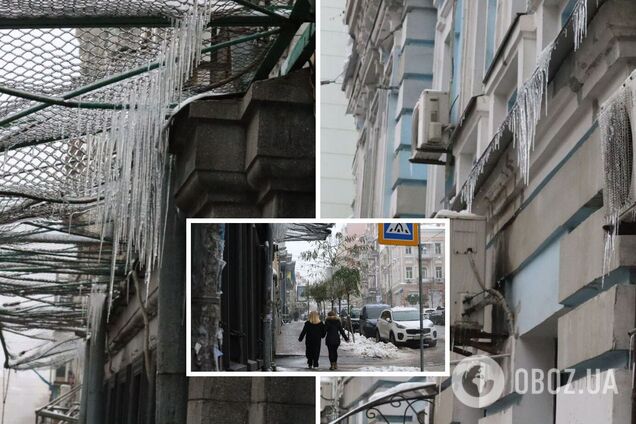 На дахах столичних будинків з'явилися бурульки