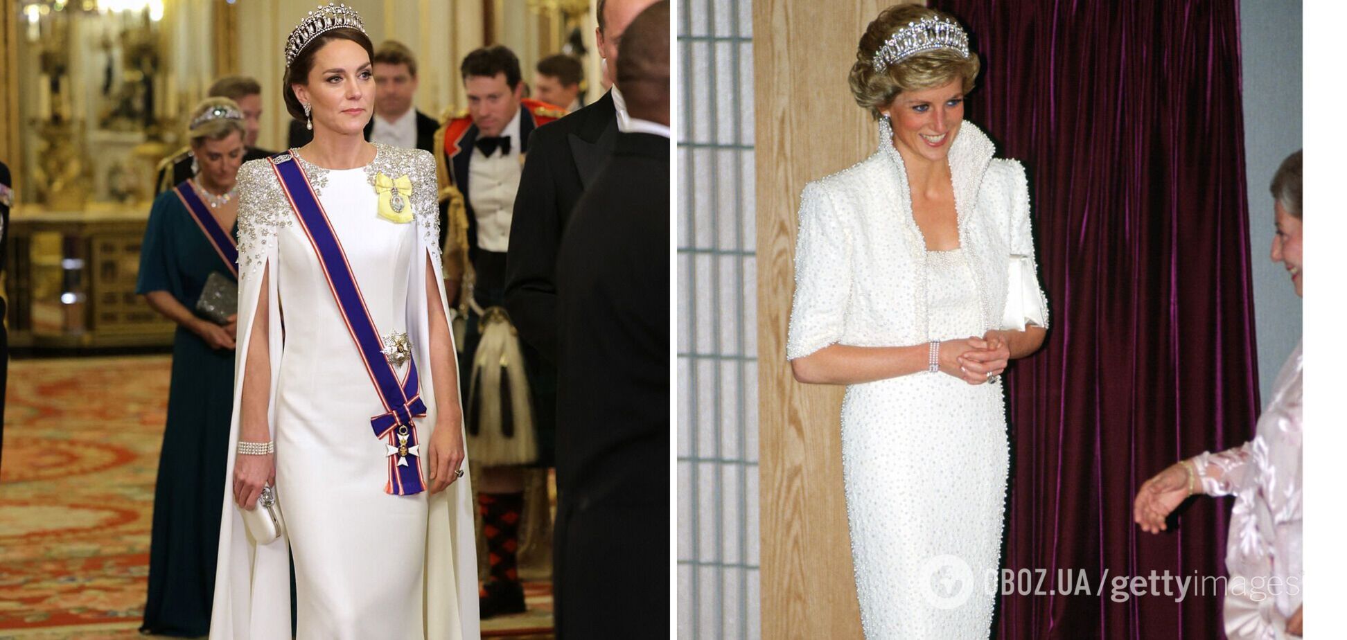 Образ Кейт Миддлтон сравнили с нарядом принцессы Дианы 1989 года: на них одинаковые украшения и похожие платья