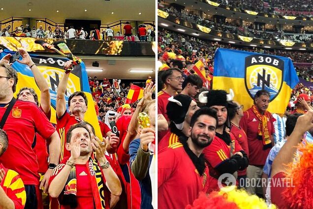 На матче ЧМ-2022 развернули флаг 'Азова'. 'Зазомбированная' ФИФА сразу приняла меры. Фотофакт