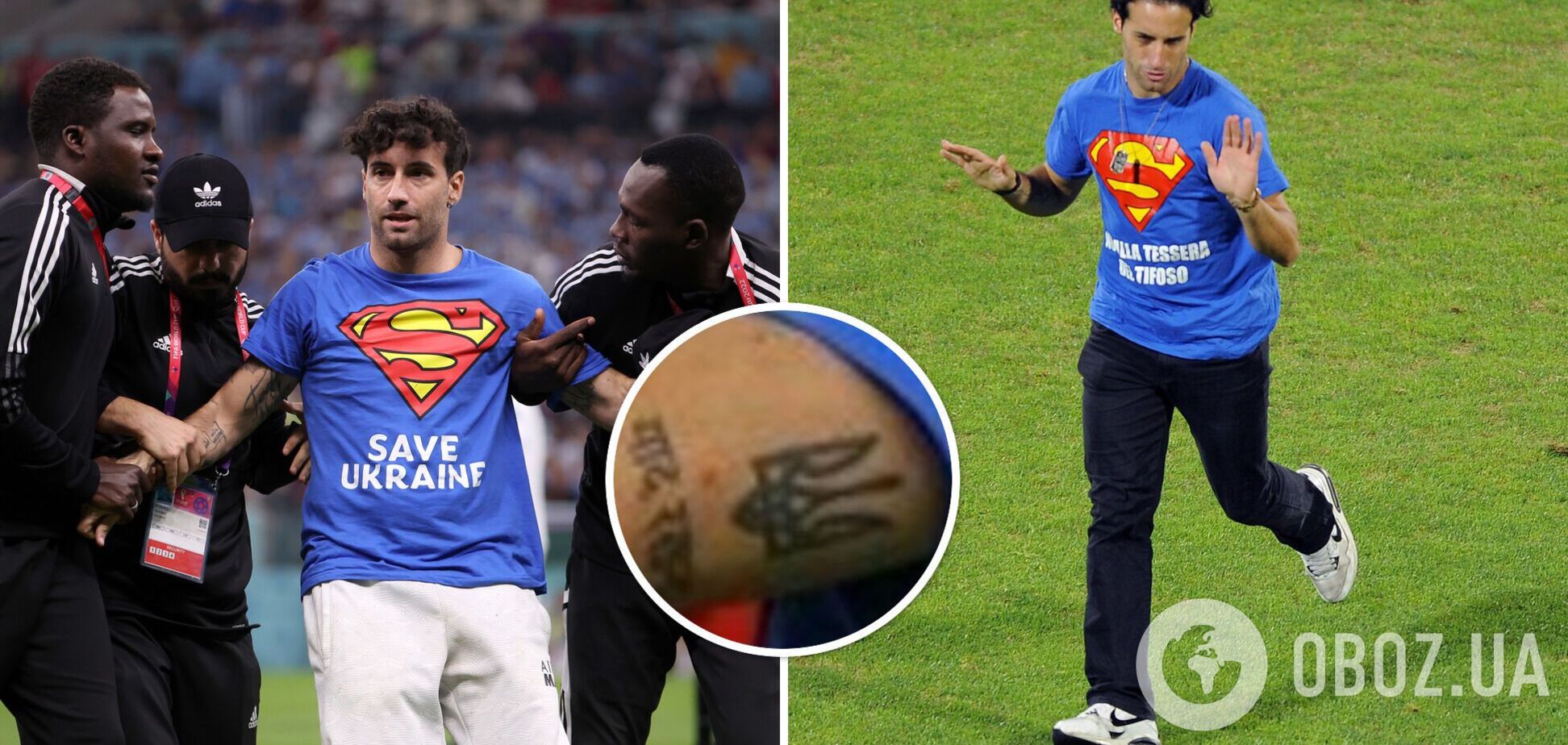 Итальянец с гербом Украины на теле: кто выбежал на поле с надписью 'Save Ukraine' на матче ЧМ-2022