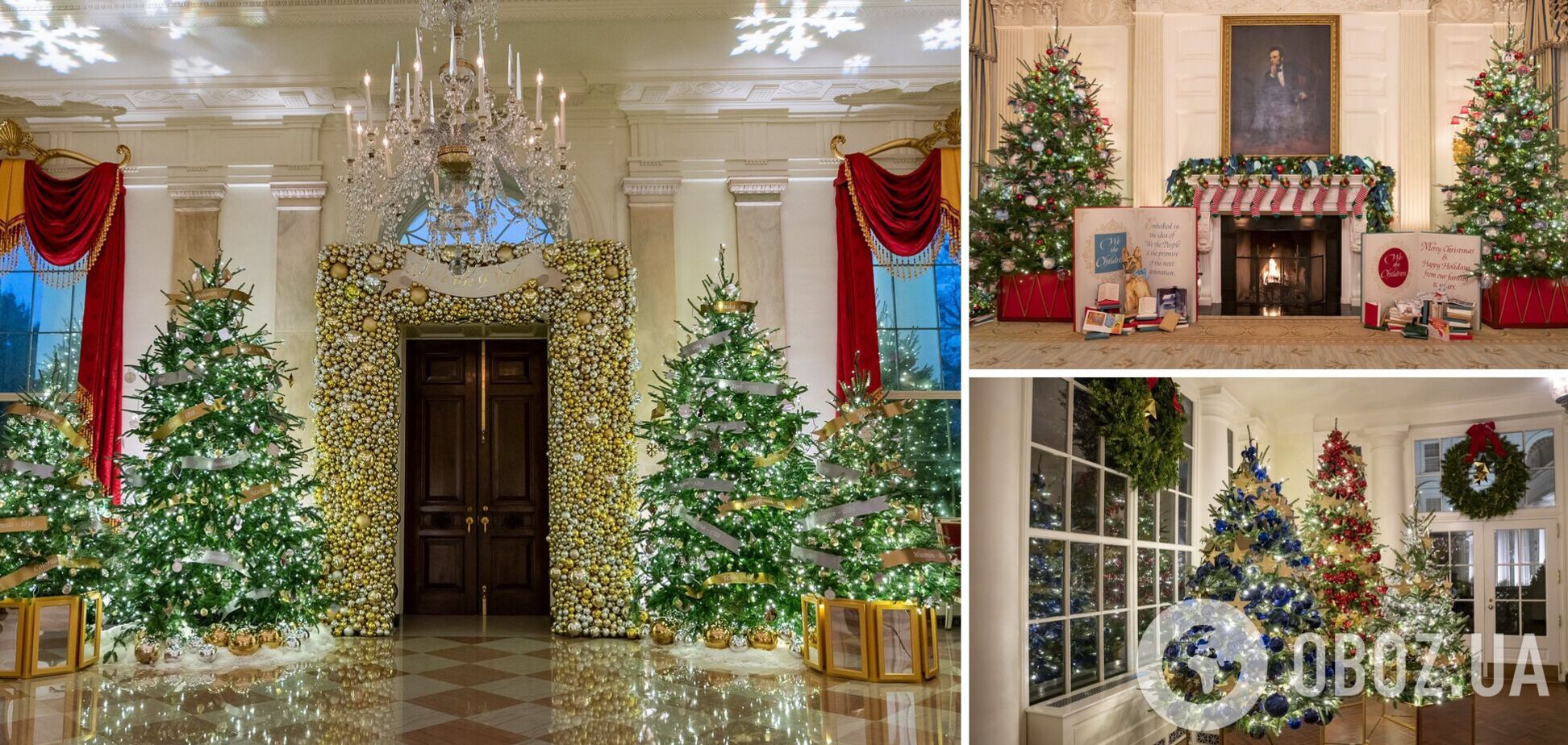 Первая леди США Джил Байден украсила Белый дом к Рождеству: 77 елок и более 83 тысяч праздничных огней. Фото