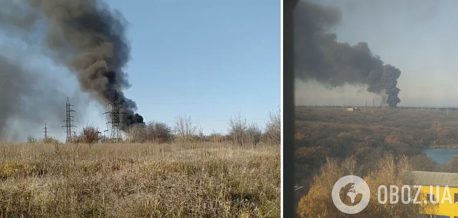 В оккупированной Ясиноватой 'бавовна', поднялся черный дым: захватчики заявили о пожаре на подстанции. Фото и видео