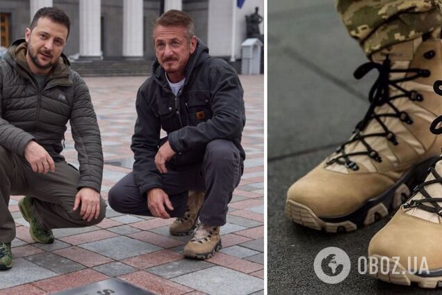 Шон Пенн взув берці з написом 'Слава Україні' під час третього візиту до Києва. Фото