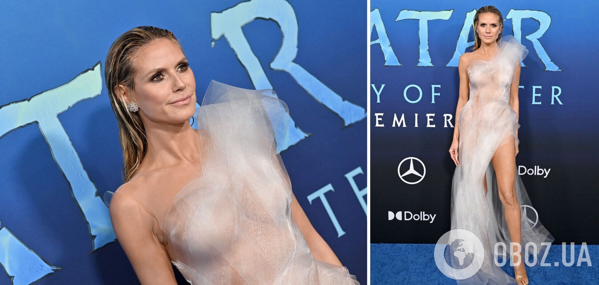 49-летняя супермодель Хайди Клум пришла на премьеру 'Аватара 2' в роскошном платье от украинского бренда. Фото