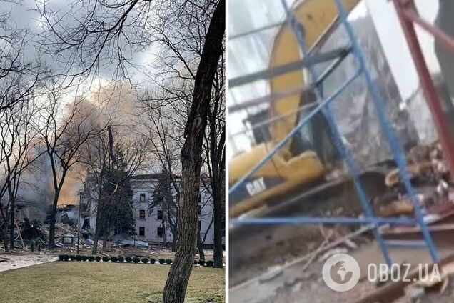 Оккупанты возобновили работы по разбору завалов внутри драмтеатра в Мариуполе: там погибли сотни людей. Фото