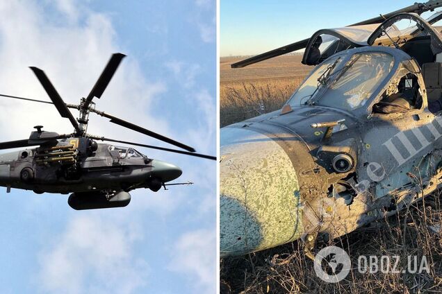 Российские оккупанты 'дружественным огнем' приземлили собственный вертолет Ка-52 на Запорожье. Фото