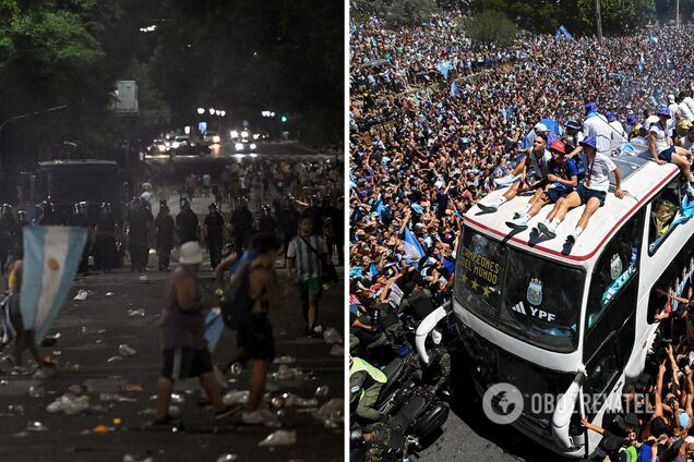 Месси и Ко эвакуировали, фаны прыгали с мостов: празднование победы Аргентины на ЧМ-2022 вышло из-под контроля. Видео