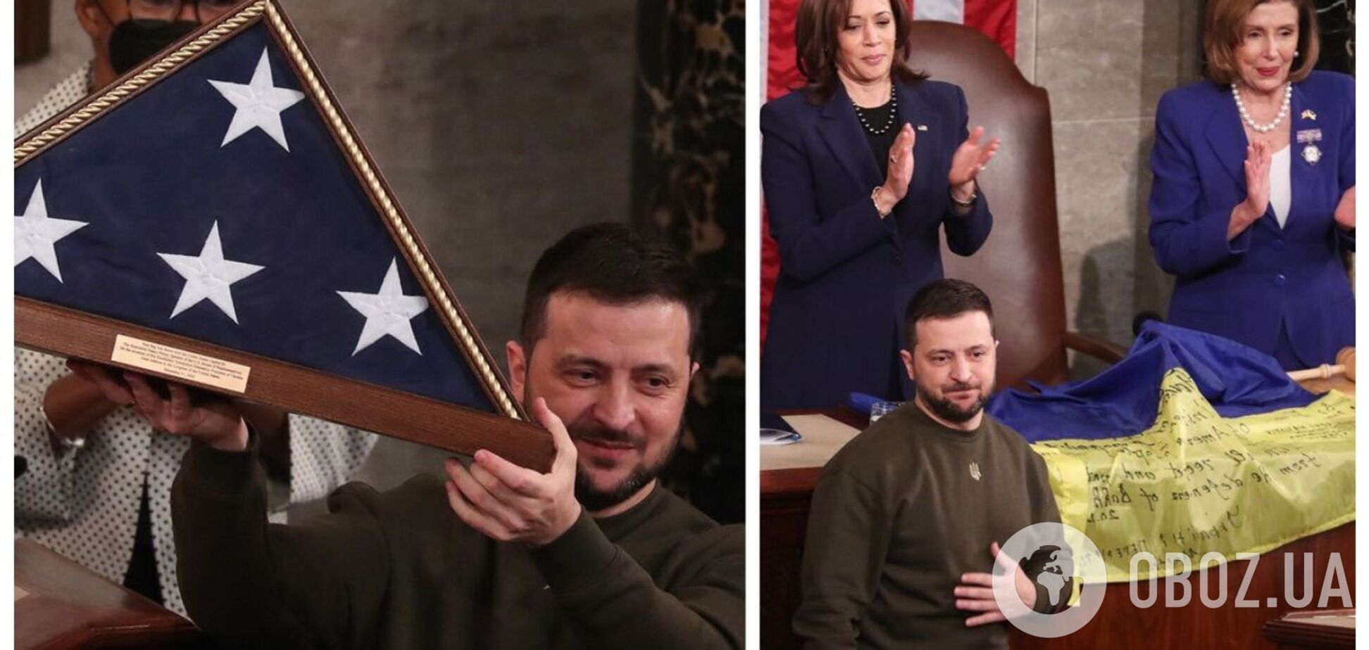 Зеленскому в США подарили американский флаг в деревянном ящике-треугольнике: чем особенный флаг