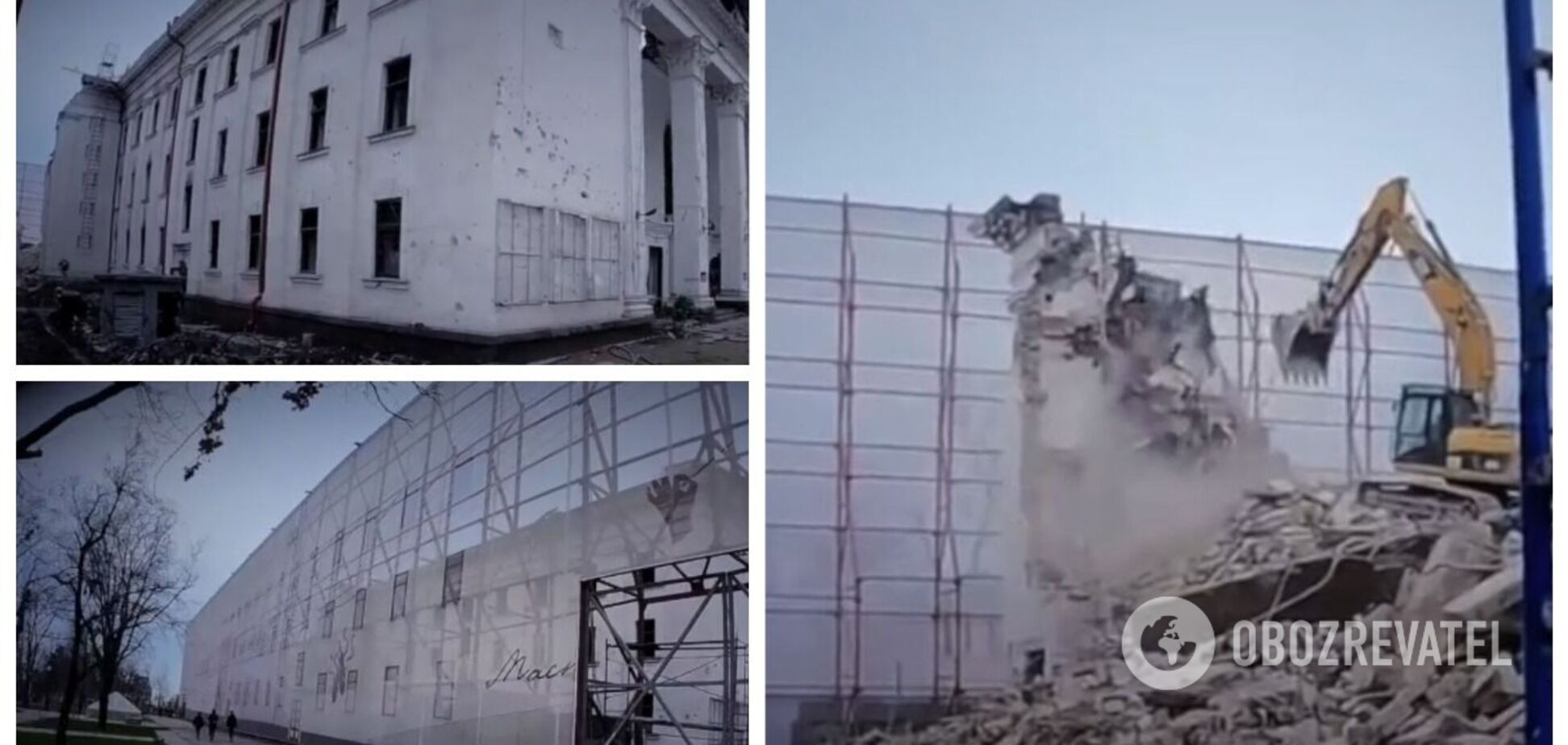 Оккупанты сносят руины драмтеатра в Мариуполе, чтобы скрыть доказательства убийства сотен украинцев. Видео