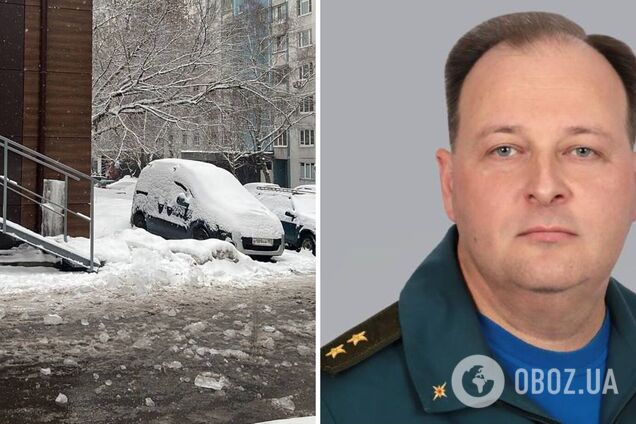 В Москве гигантская сосулька упала на голову генералу МЧС России, его прооперировали: момент попал на видео