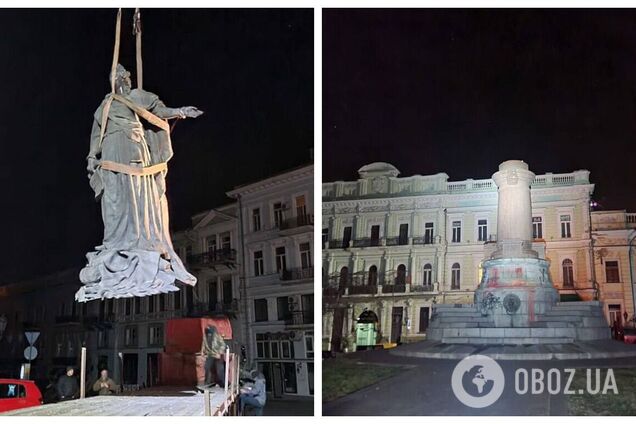 Демонтаж памятника Екатерине II в Одессе