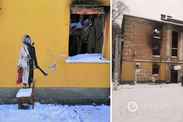 Графіті Бенксі, зрізане зловмисниками у Гостомелі, залишили на збереження у поліції: буде проведено експертизу. Фото і відео