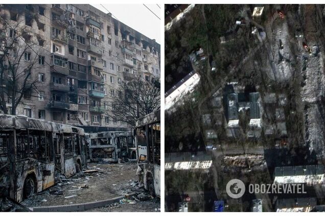 В Мариуполе россияне массово сносят многоэтажки, чтобы скрыть свои преступления: фото со спутника