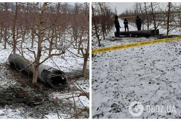 В Молдове вблизи города Бричаны обнаружили ракету, на месте работает полиция. Фото