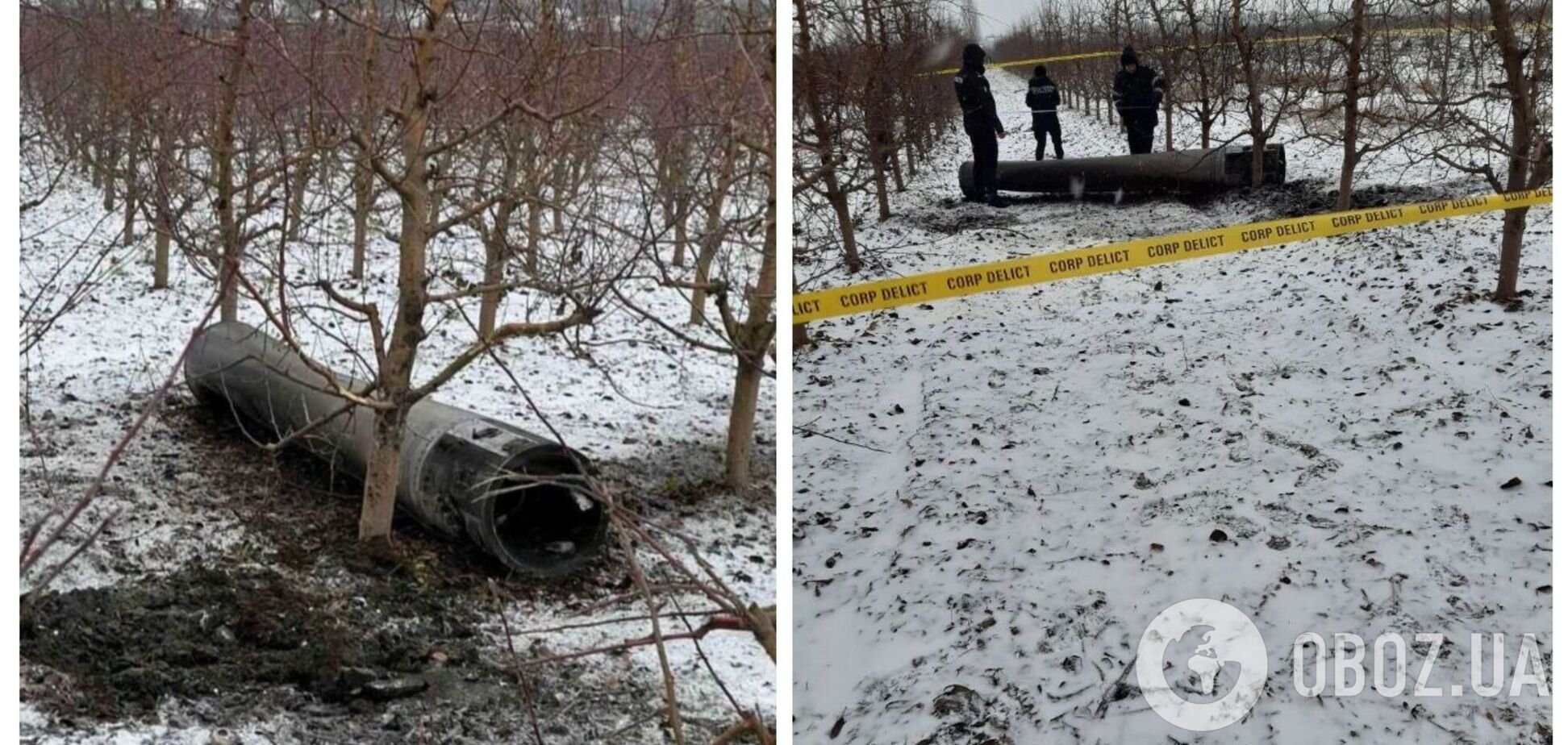У Молдові поблизу міста Бричани виявили ракету, на місці працює поліція. Фото