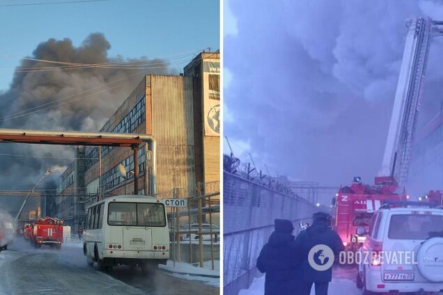 Палало не лише в Москві: у Барнаулі сталася потужна пожежа на шинному заводі, піднімався чорний дим. Фото і відео