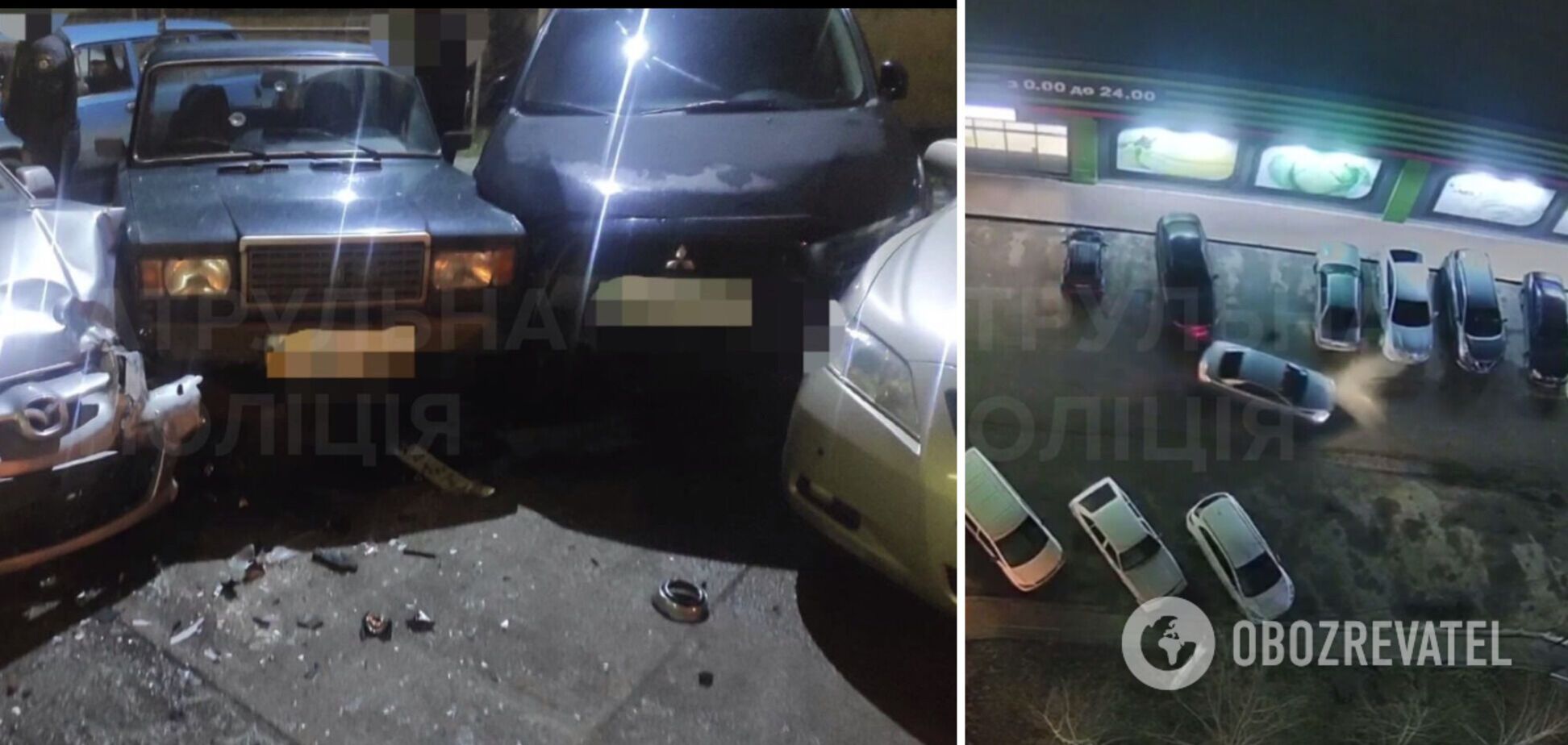 Водитель протаранил пять припаркованных авто