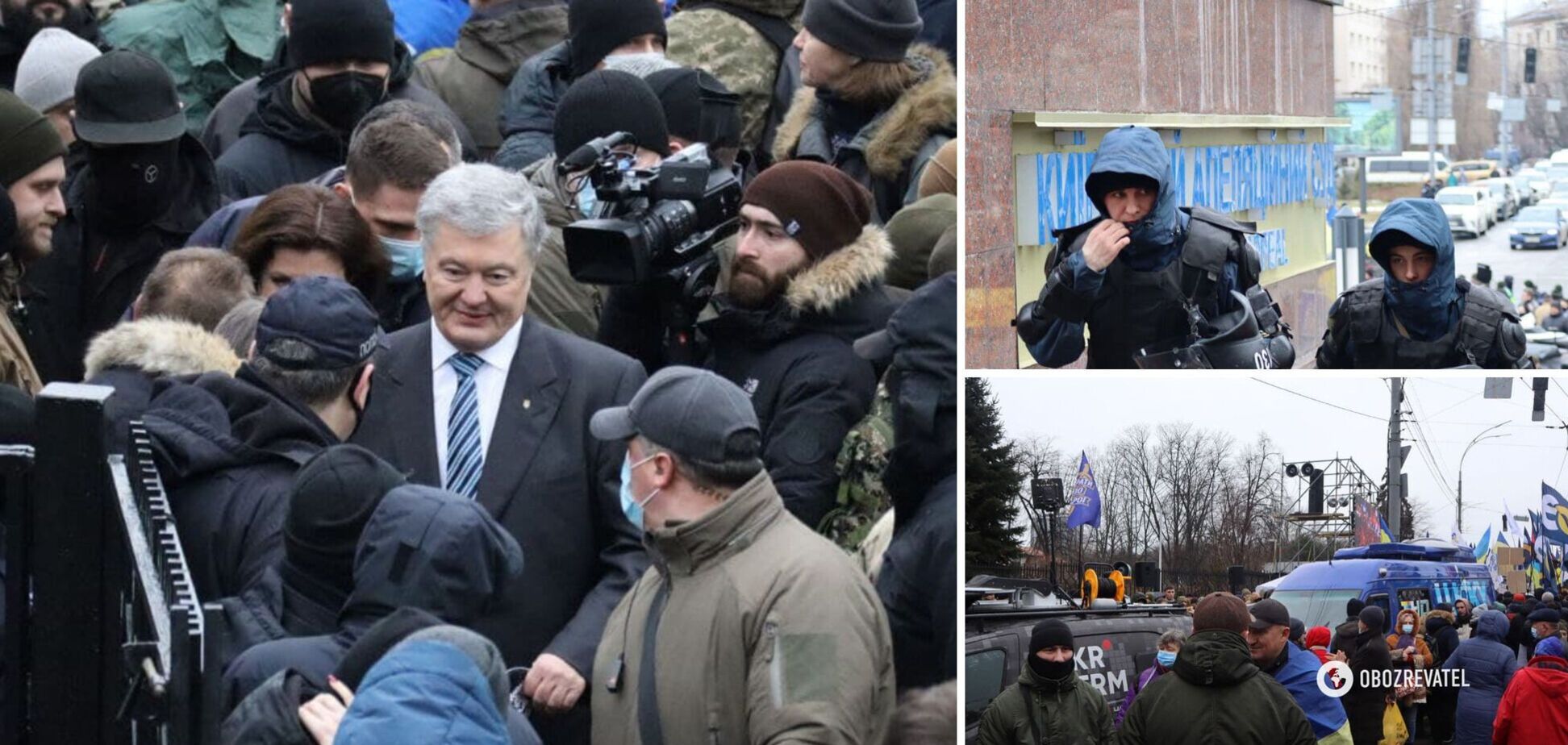 Под судом собралось большое количество сторонников пятого президента