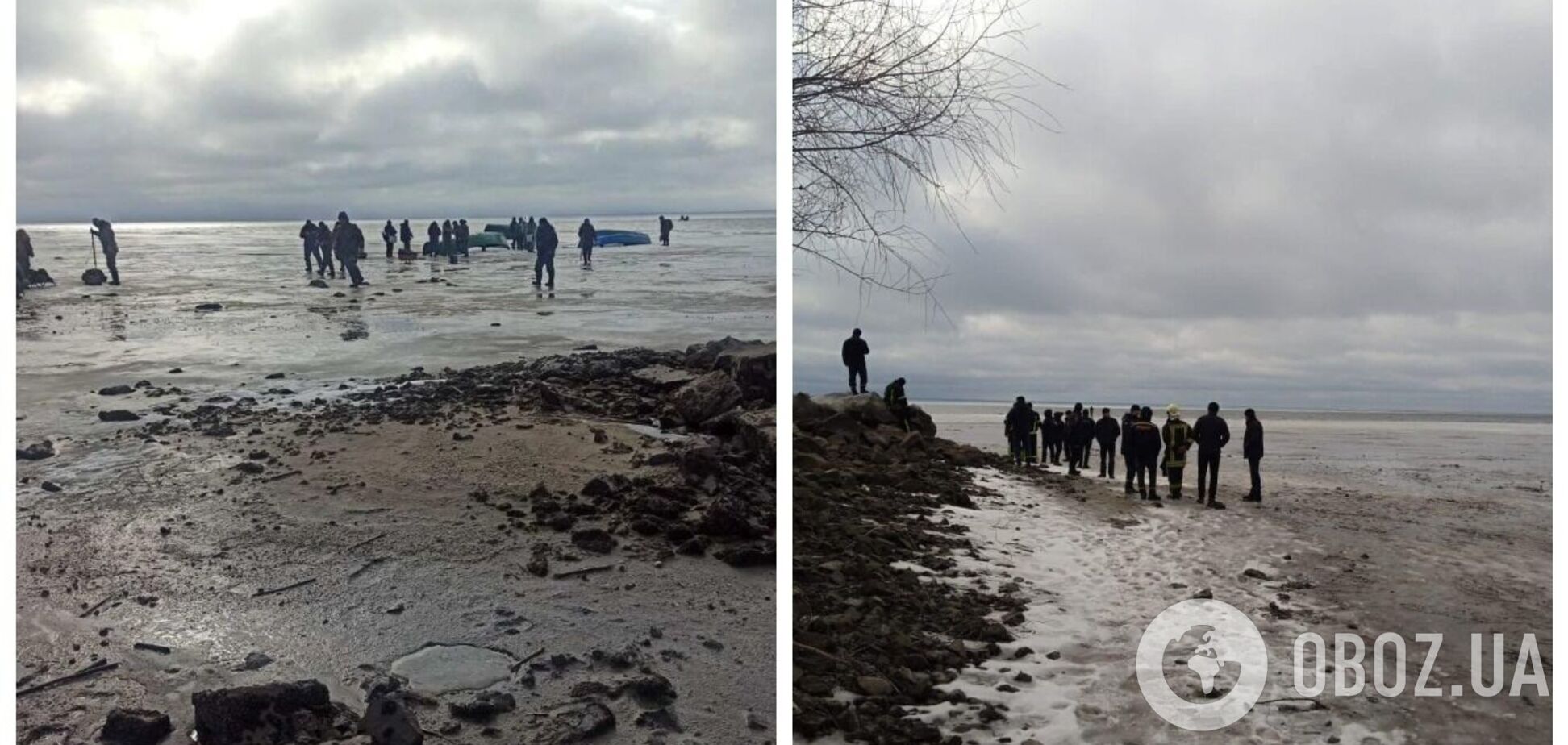Под Черкассами на Днепре откололась льдина с 70 рыбаками: все подробности спасательной операции и фото